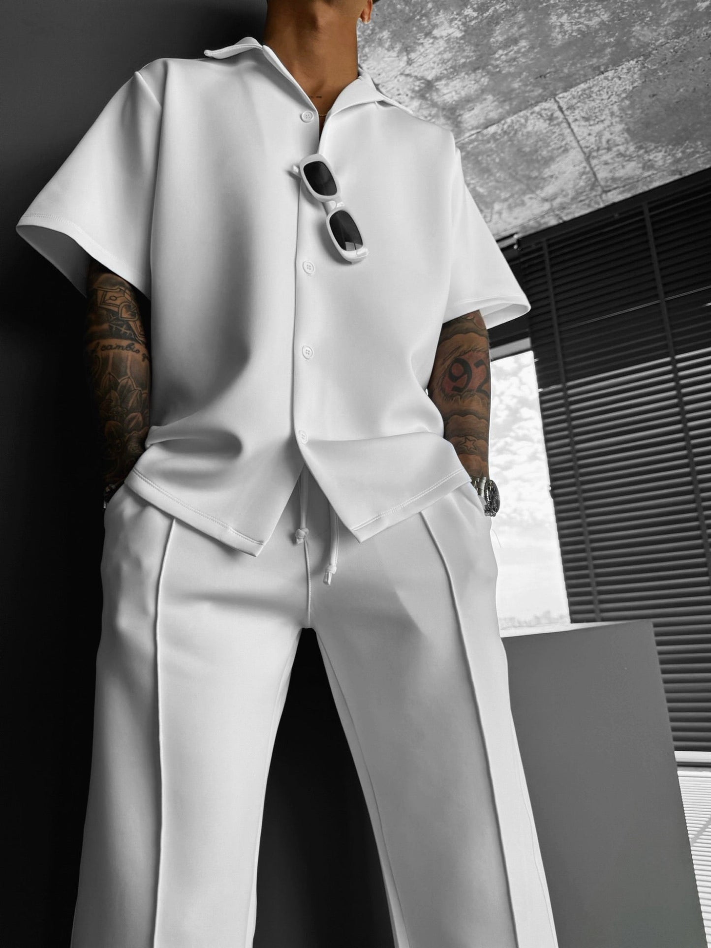 Loose Fit Duikstof Broek - Wit